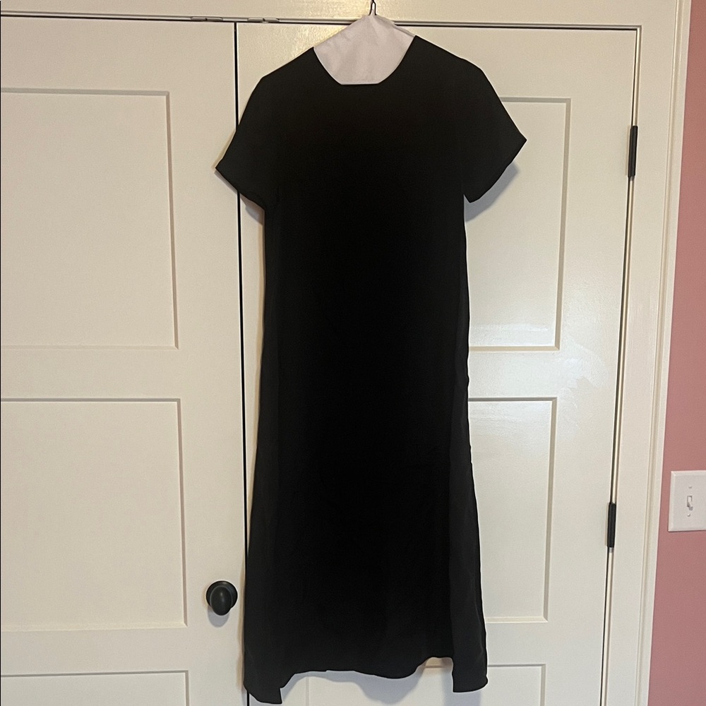 Hatch Black Short-Sleeve Midi Slip Dress